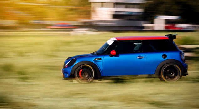 Blue Mini Cooper Car